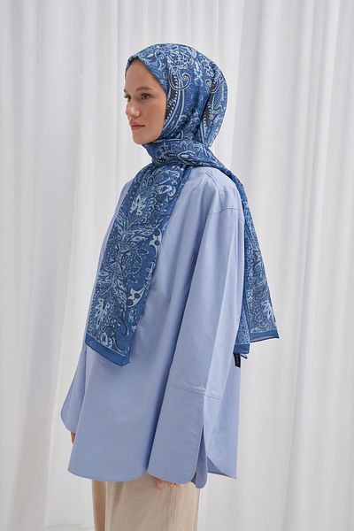 carell Nilla Diamond Blue Cotton Shawl