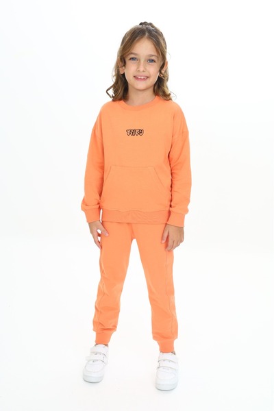 Toontoy Set de trening brodat Tnty cu buzunar cangur pentru fetiță