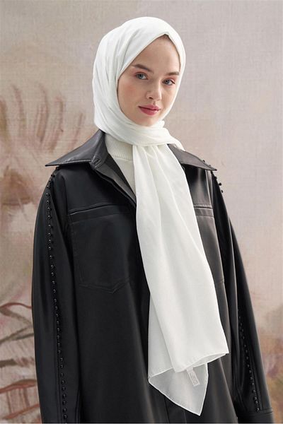carell Jacquard Monogram Italian Silk Shawl - Ecru