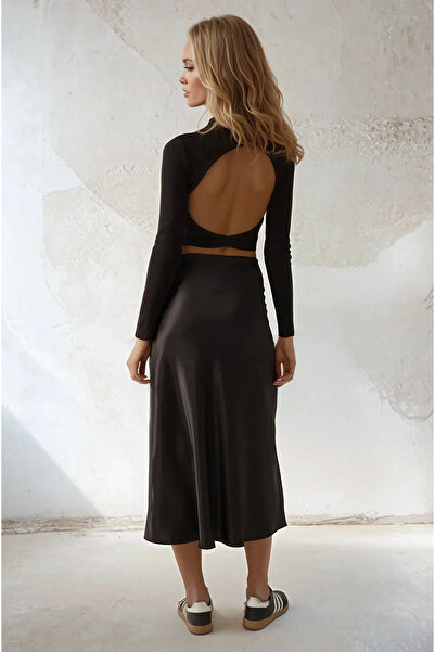 Hiccup Fustă midi din satin cu talie inalta