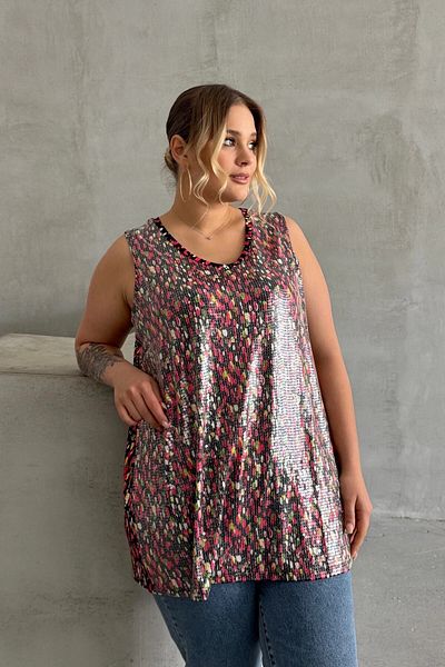 Stil Diva Maieu supradimensionat cu decolteu în V cu paiete - 302386