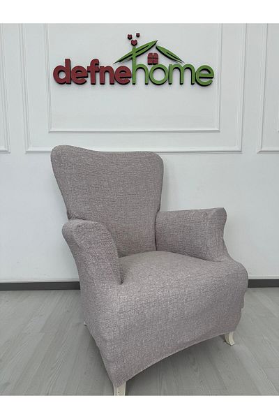 Defne Home Upholstery Fabric Plain Linen Elastic Non-Slip 1 Piece Armchair Seat Cover