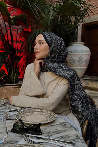 carell شال Feyza Hakyemez's Choice Ethnich Black الحريري المريح