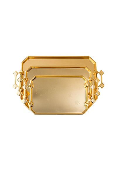 Dania Roshen Rectangular, Nickel Gold, 3 Pieces Tray Set