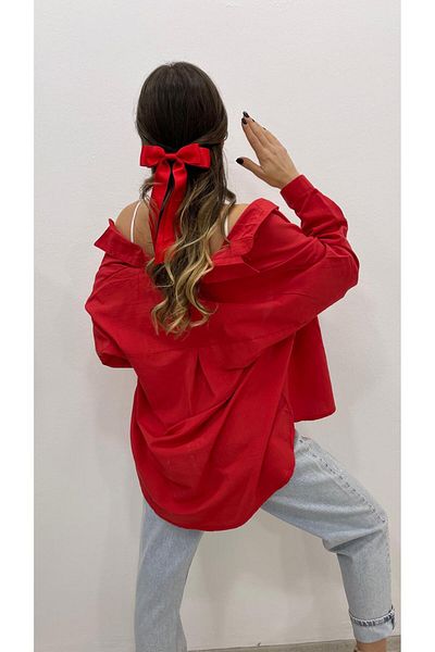 MODA Nazline Women's Oversize Basic Long Sleeve Shirt