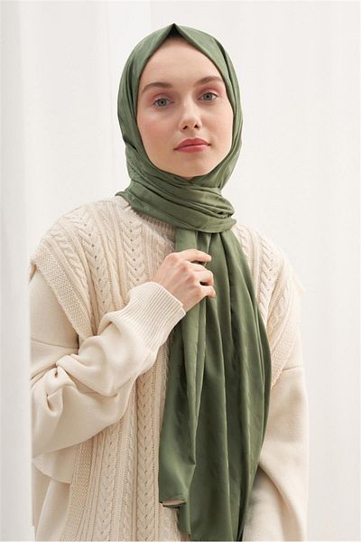 carell Forest Green Crowbar Patterned Cotton Silk Shawl
