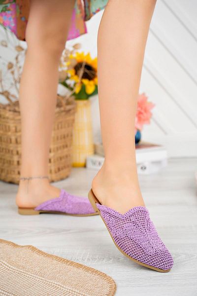 Aymood Papuci împletit cu față închisă 402 Textil liliac