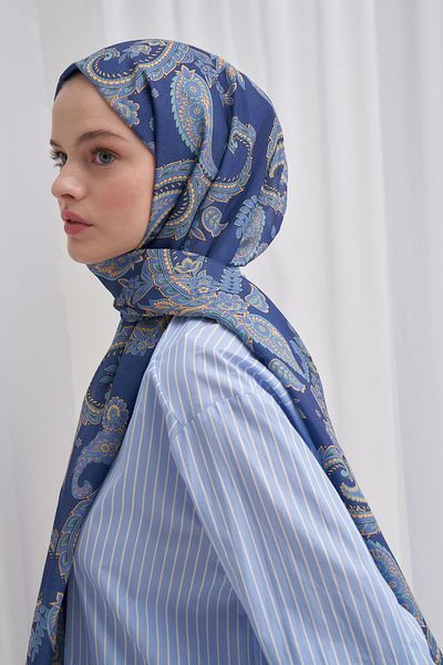 carell Βαμβακερό σάλι Nilla Indigo Mosaic