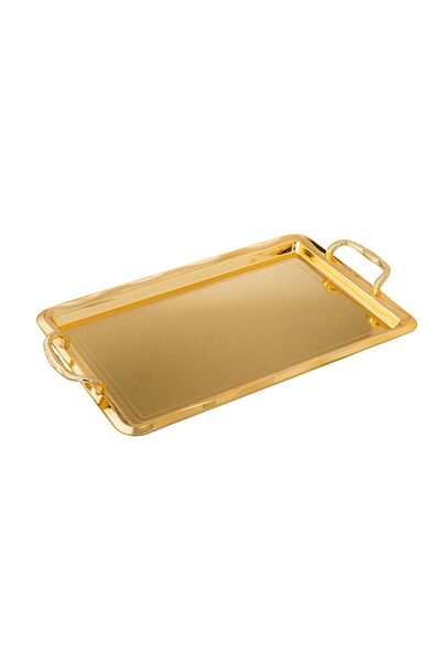 Dania 3 Pieces Gold Decorated Rectangular Metal Wave Tray Set