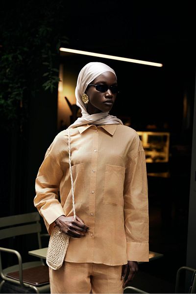 carell Σάλι Camel Jacquard Silk διπλής όψης