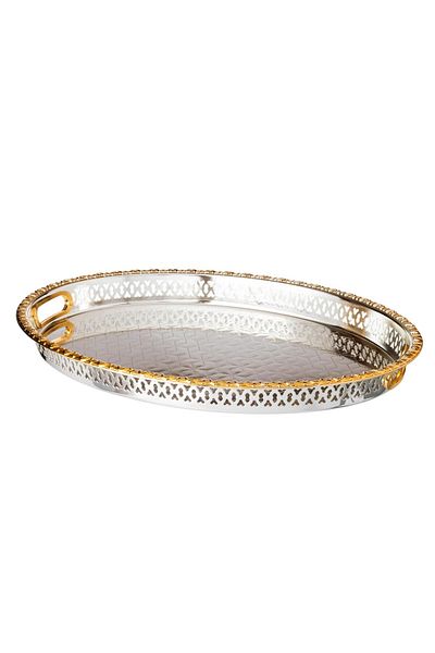 Dania Silver and gold oval single serving tray 45*35 CM