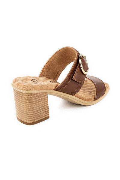 Muya Women's Slippers with Anatomical Sole and Buckle - Tan