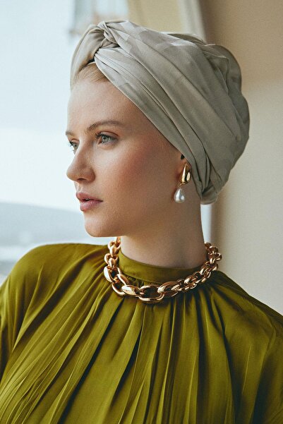 carell Vence Çift Taraflı Geometrik Desen İpek Şal Bej