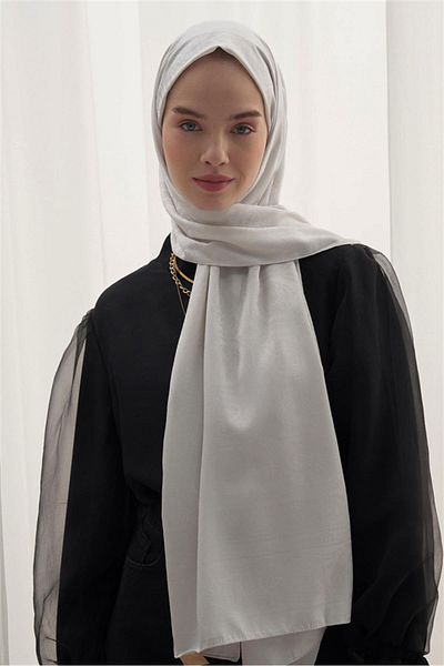 carell Cotton Silk Antique Patterned Shawl - Silver