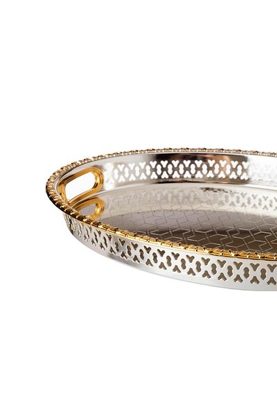 Dania Silver and gold oval single serving tray 40*30 CM