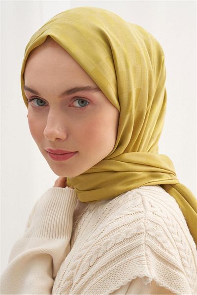 carell Küpçizgi Jacquard șal din mătase italiană muștar