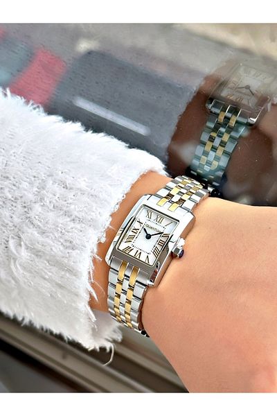 Quantum Special Design Cornered Dial Silver-Gold Color Steel Band Women's Wristwatch 1137.220