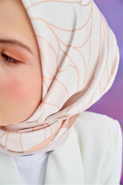 carell Beige Twill Scarf - Wave Pattern