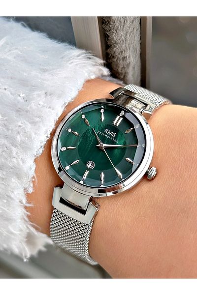 Romanson Rhinestone Steel Band Steel Case with Calendar 5 Atm Waterproof Women's Wristwatch 1397.11