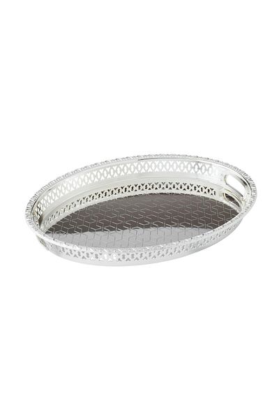 Dania Silver Metal Oval Serving Tray 30*40 CM