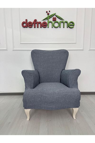 Defne Home Upholstery Fabric Plain Linen Elastic Non-Slip 1 Piece Armchair Seat Cover