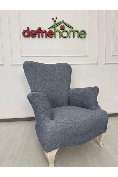 Defne Home Upholstery Fabric Plain Linen Elastic Non-Slip 1 Piece Armchair Seat Cover