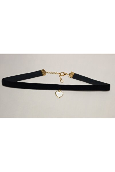 BNG AKSESUAR Kadife Mineli Kalpli Gerdanlık Kolye