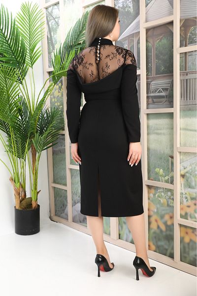 etselements Rochie de seara cu decolteu roscat cu dantela la spate 7085