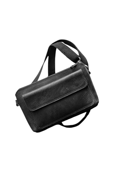 Modica Tiran - Geantă de mână și de umăr din piele naturală neagră - Design elegant și funcțional