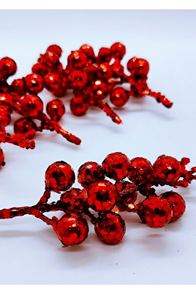 vogue vault Simli Dekoratif Yapay Kokina, Kiraz Çiçeği, Dekoratif Yılbaşı Hed...