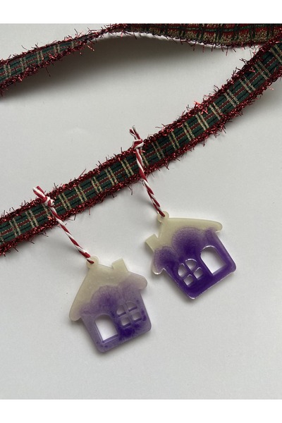 Bivalvia Accessories Ornament de brad de Crăciun din epoxid în formă de casă 9