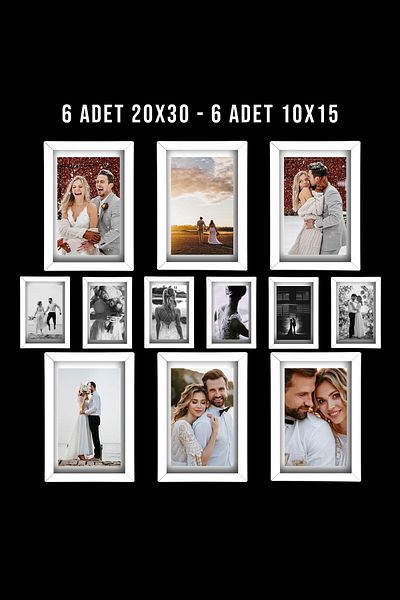 yhfoto 6 Pieces 21X30 & 6 Pieces 10X15 - Wooden Mdf Pvc Photo Frame Set