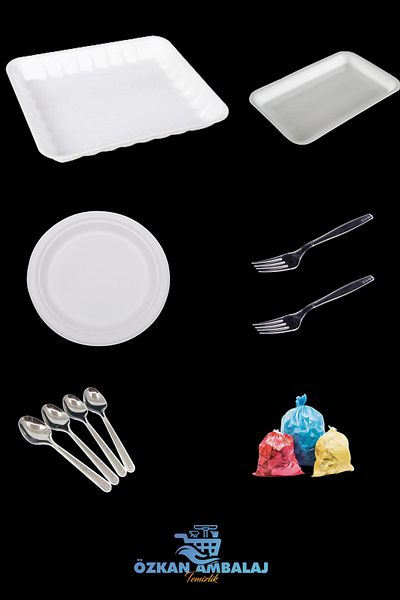Özkan Ambalaj Temizlik Disposable Picnic Foam Plate Fork Spoon Set 140 Pieces