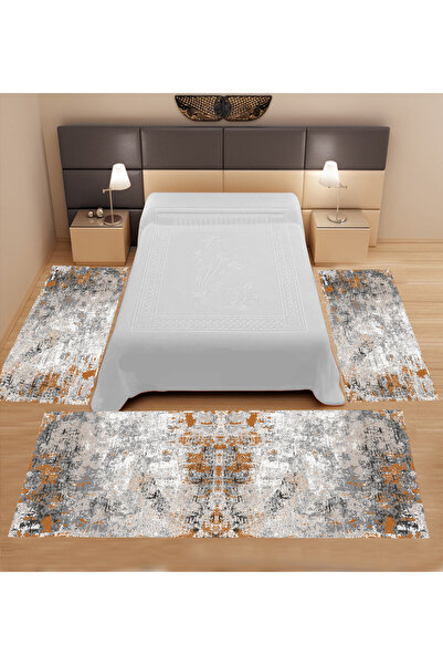 stylehome DİJİTAL BASKILI MAKİNADA YIKANABİLİR 3'LÜ YATAK ODASI HALISI ( 2 AD...