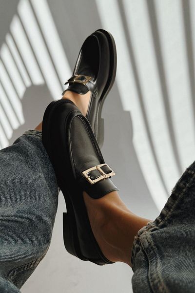 nope21shoess Черни мокасини от естествена кожа Monaco