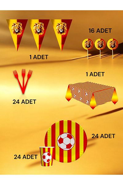 VibeHome Red Yellow Fan Premium Set for 32 - Birthday Party and Fun Events