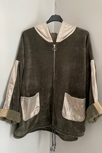 AYASOFYA OTANTIK Жіночий італійський хакі з капюшоном і кишенями-мішками, зас...