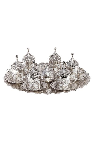 KT HOME Coffee Presentation Set for 6 People - Turkish Coffee Cup and Ottoman Base