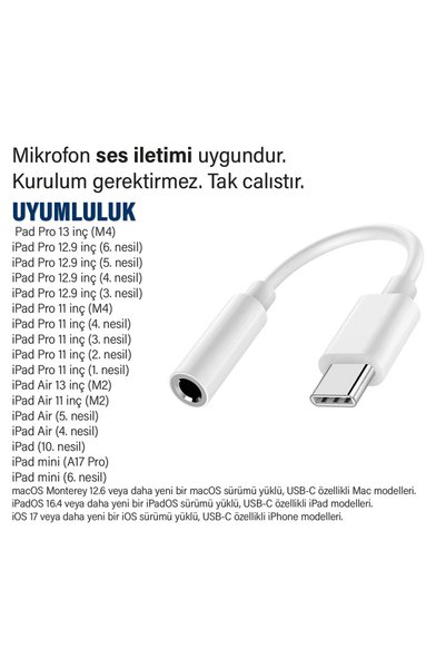 EXENAR iPad 12.9Inch 3Rd Generation 4. 5. 6Th Generation Compatible Headphone Converter Type-C Converter Device