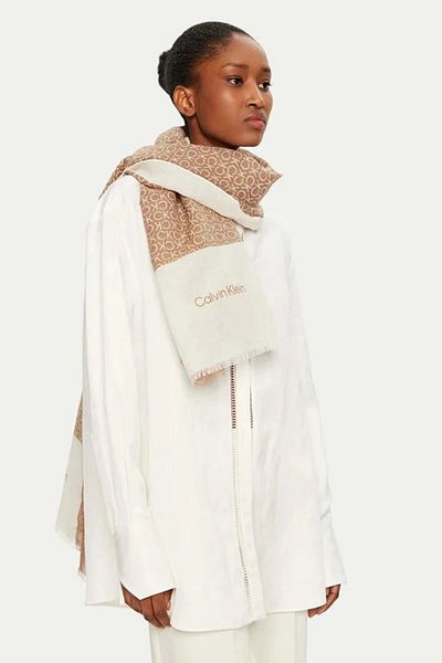 Calvin Klein Women's Beige Logo Shawl