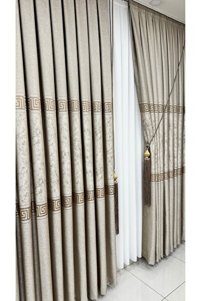 Fon Dünyası Κουρτίνα φόντου με μονό φύλλο Versace Beige