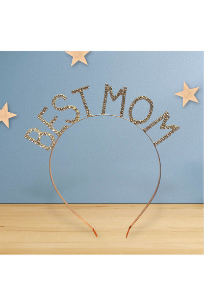 PARTİSERÜVENİ BEST MOM YAZILI TAÇ TAŞLI GOLD RENK BABY SHOWER