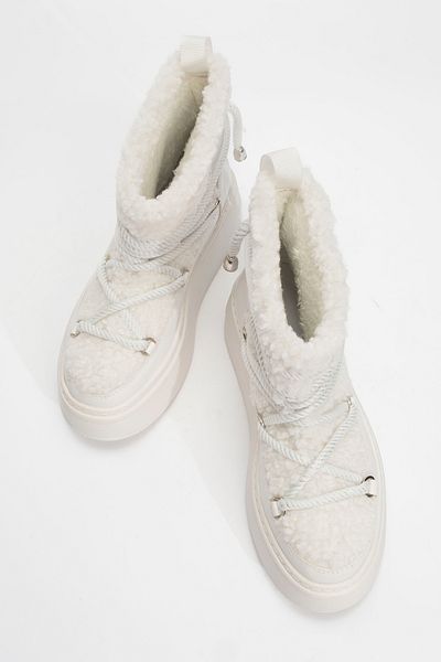 LuviShoes DİLA Damen-Schneestiefel aus weißem Kunstfell mit dicken Sohlen