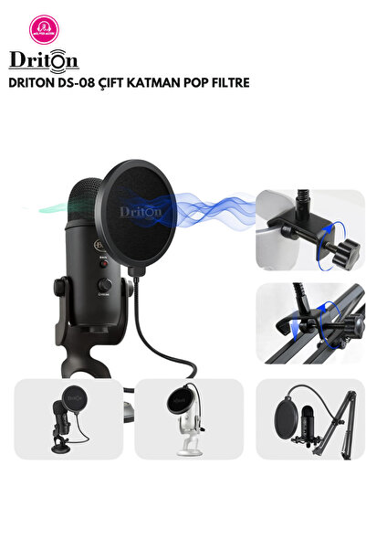 DRİTON DS-08 ÇİFT KATMAN YAYINCI MİKROFON POP FİLTRE