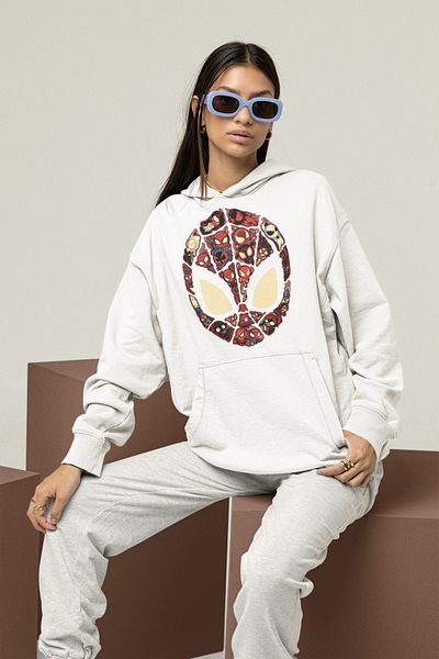 SEVBANO Design Spider-Man Mask Printed Unisex Oversize Marvel Hoodie