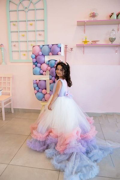 zühre balaban Φόρεμα Rainbow Πολύχρωμο βραδινό φόρεμα για κορίτσια