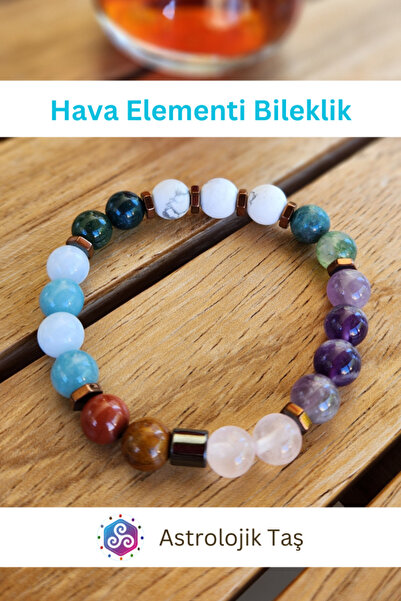 Tasarım عنصر الهواء من الحجر الطبيعي - سوار (أميتيتس، جاسبر، هافليت، أكواماري...