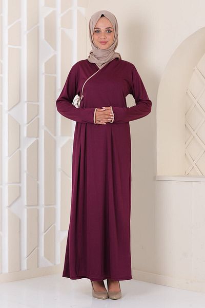 Bemol Plum Practical Comfortable Side Tie Prayer Dress