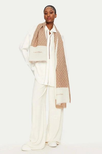 Calvin Klein Women's Beige Logo Shawl