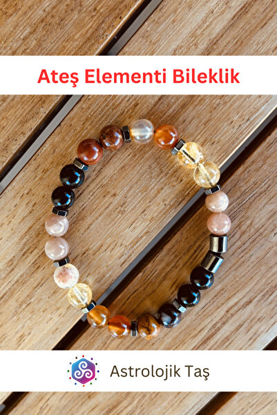 Tasarım Sertifikalı Ateş Elementi Doğal Taş Bilekliği